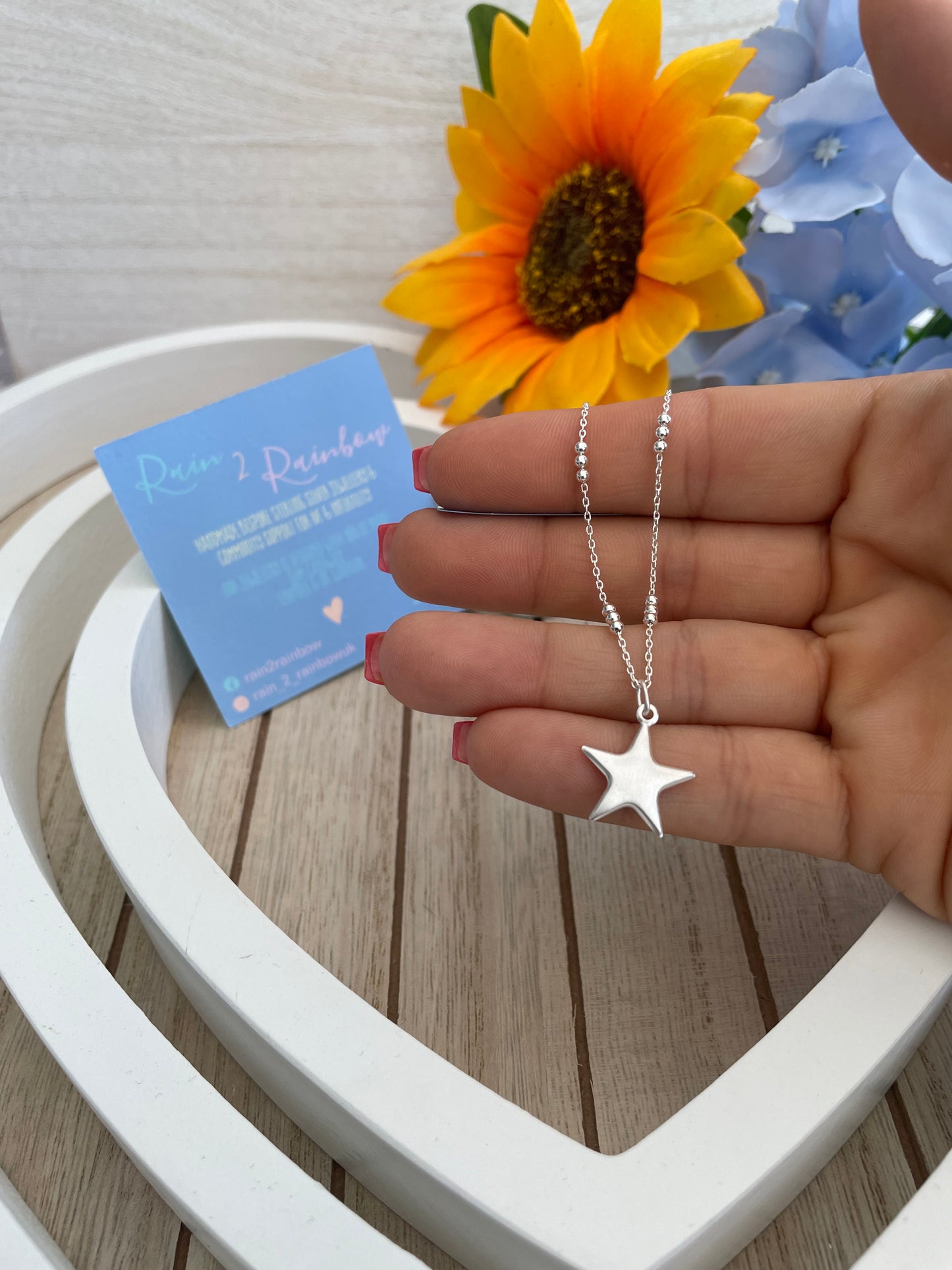 Brushed Silver Star Necklace