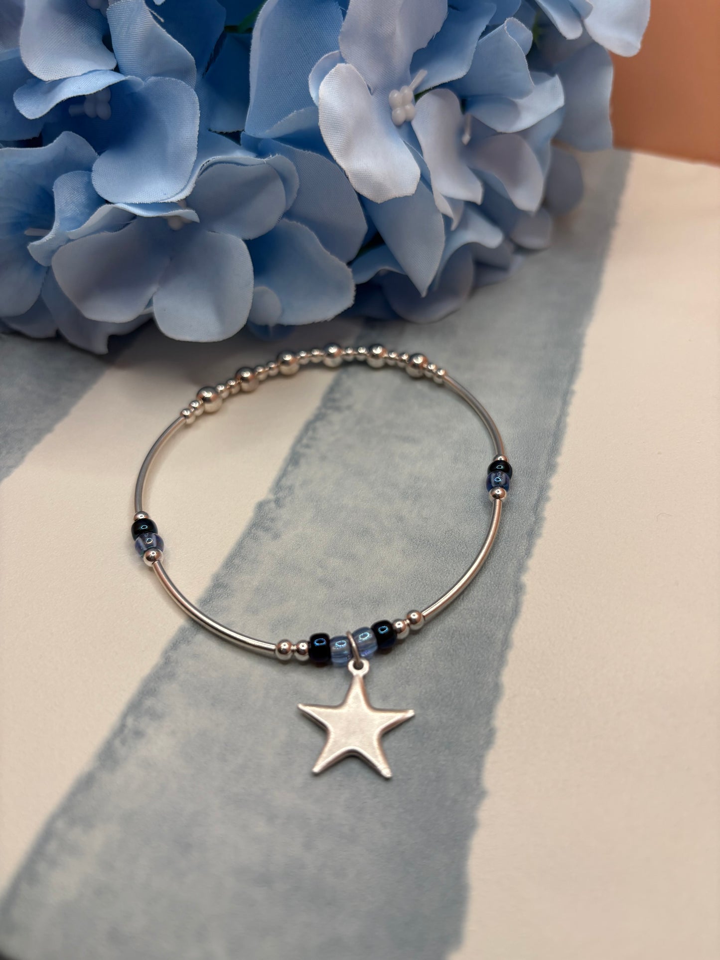Brushed Silver Star Bracelet Bangle
