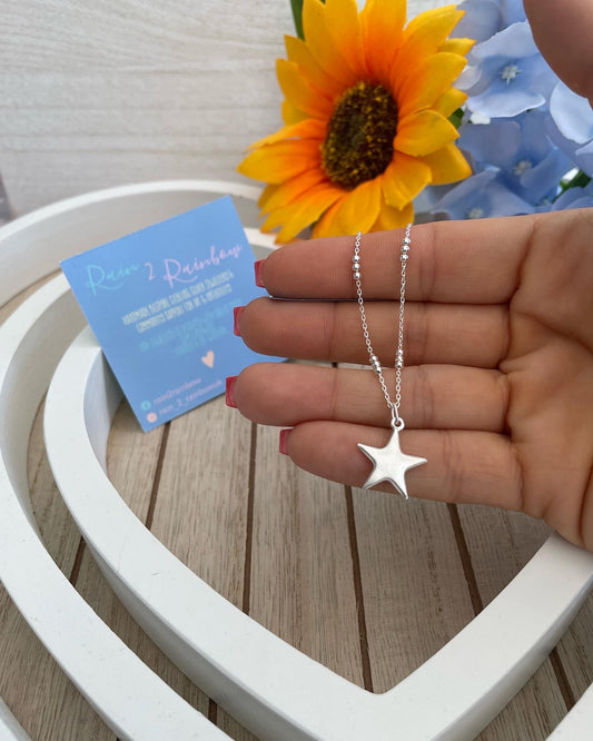 Brushed Silver Star Necklace
