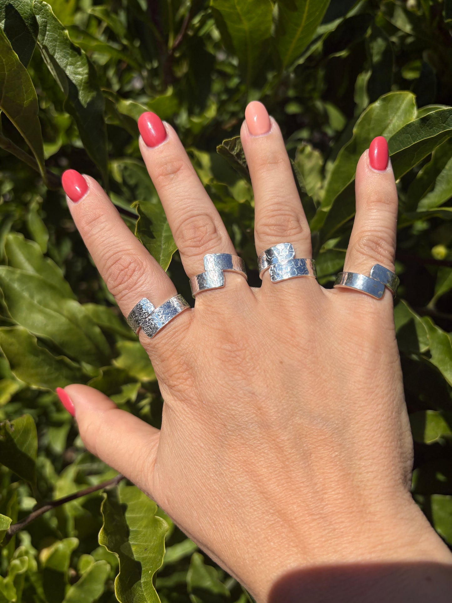 Cross Over Textured Ring Collection