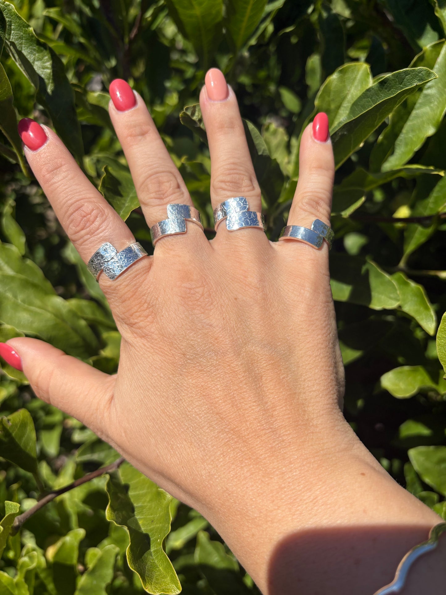 Cross Over Textured Ring Collection