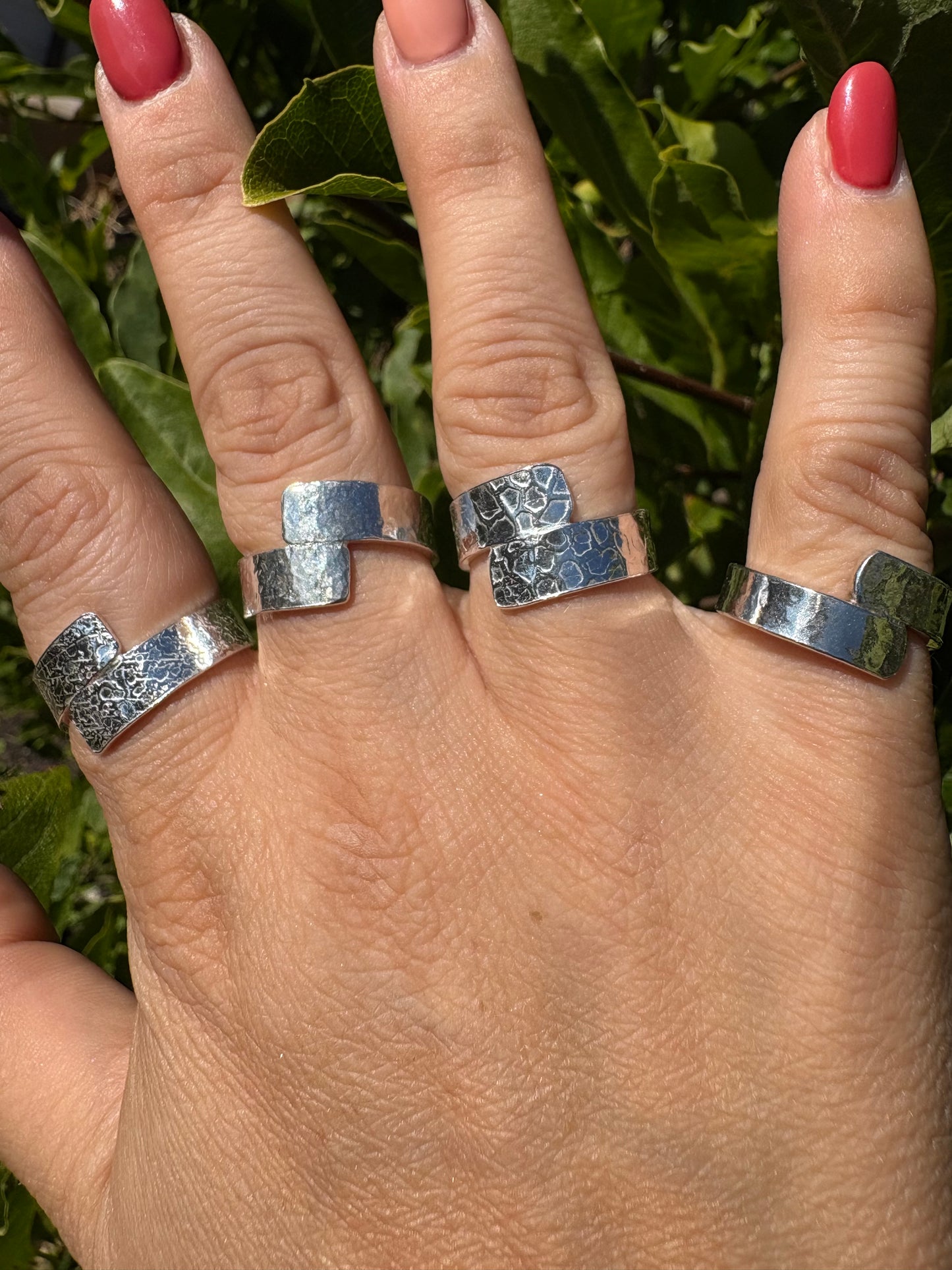 Cross Over Textured Ring Collection