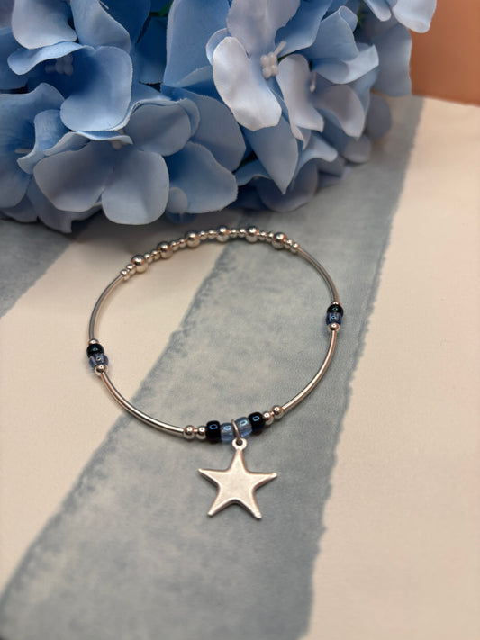 Brushed Silver Star Bracelet Bangle