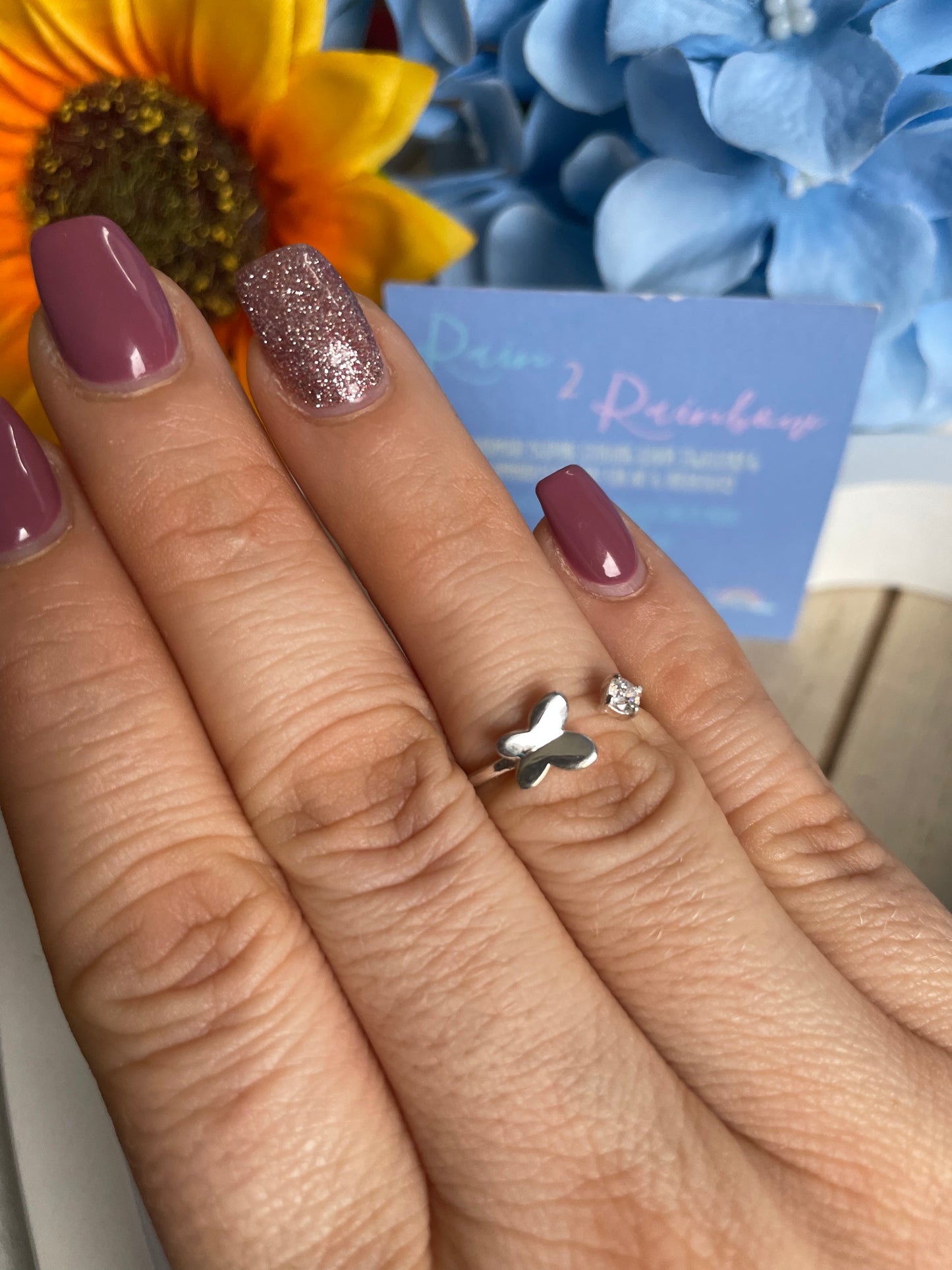 Sterling Silver Adjustable Butterfly Stacking Ring