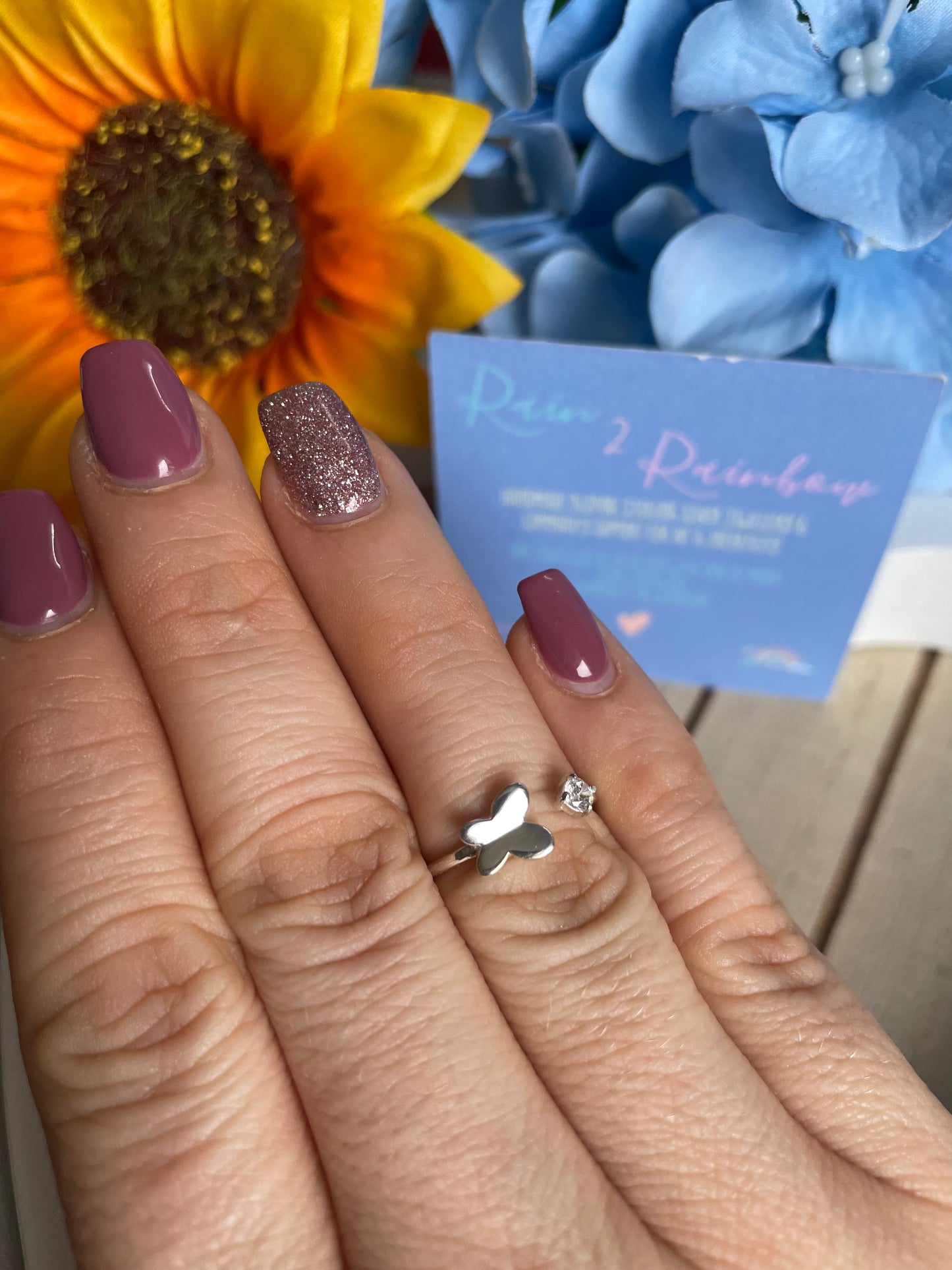 Sterling Silver Adjustable Butterfly Stacking Ring