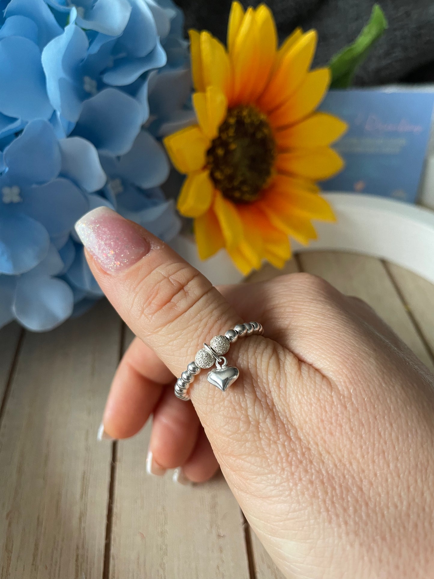 Puff Heart Charm Ring