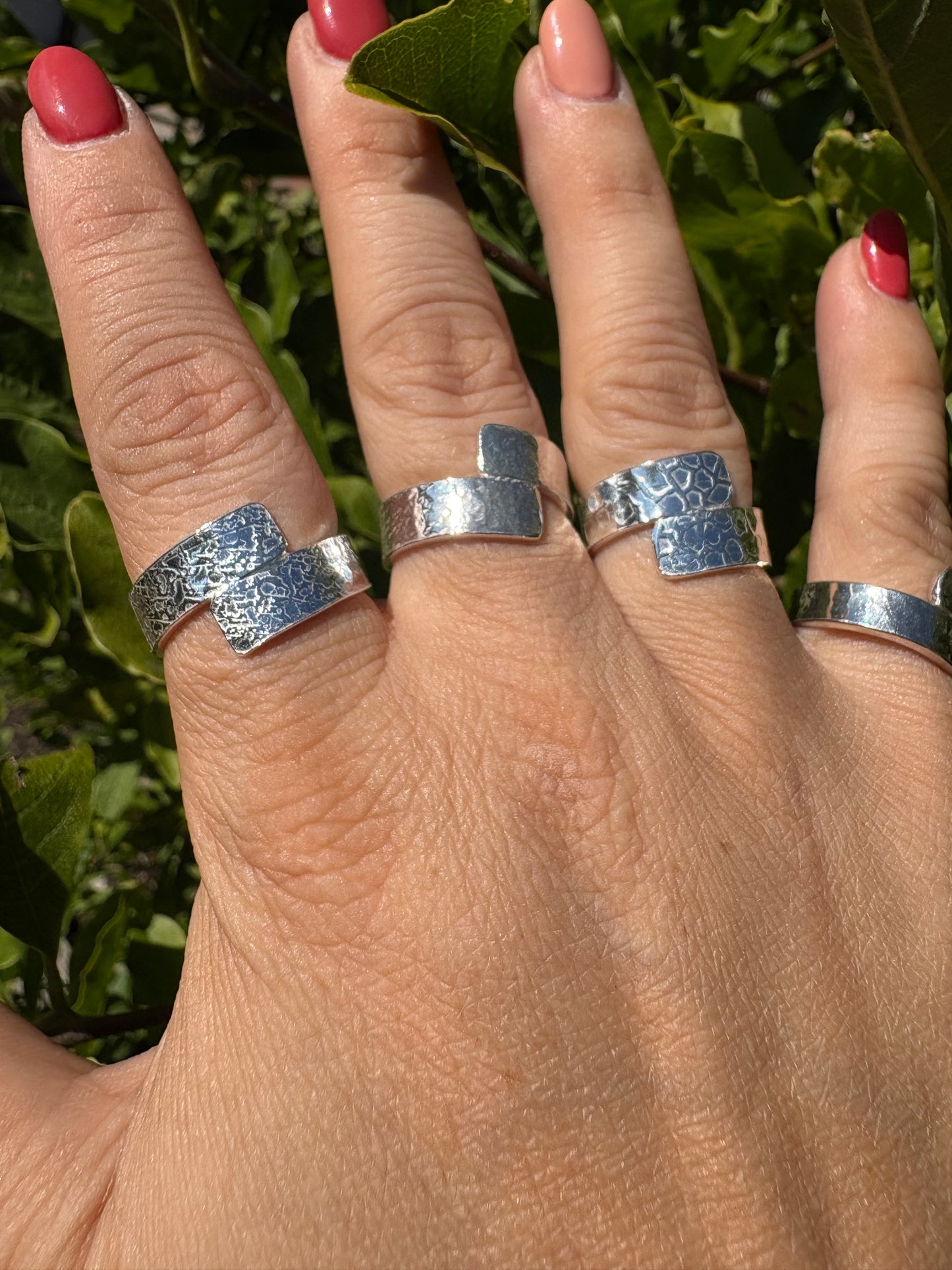 Cross Over Textured Ring Collection