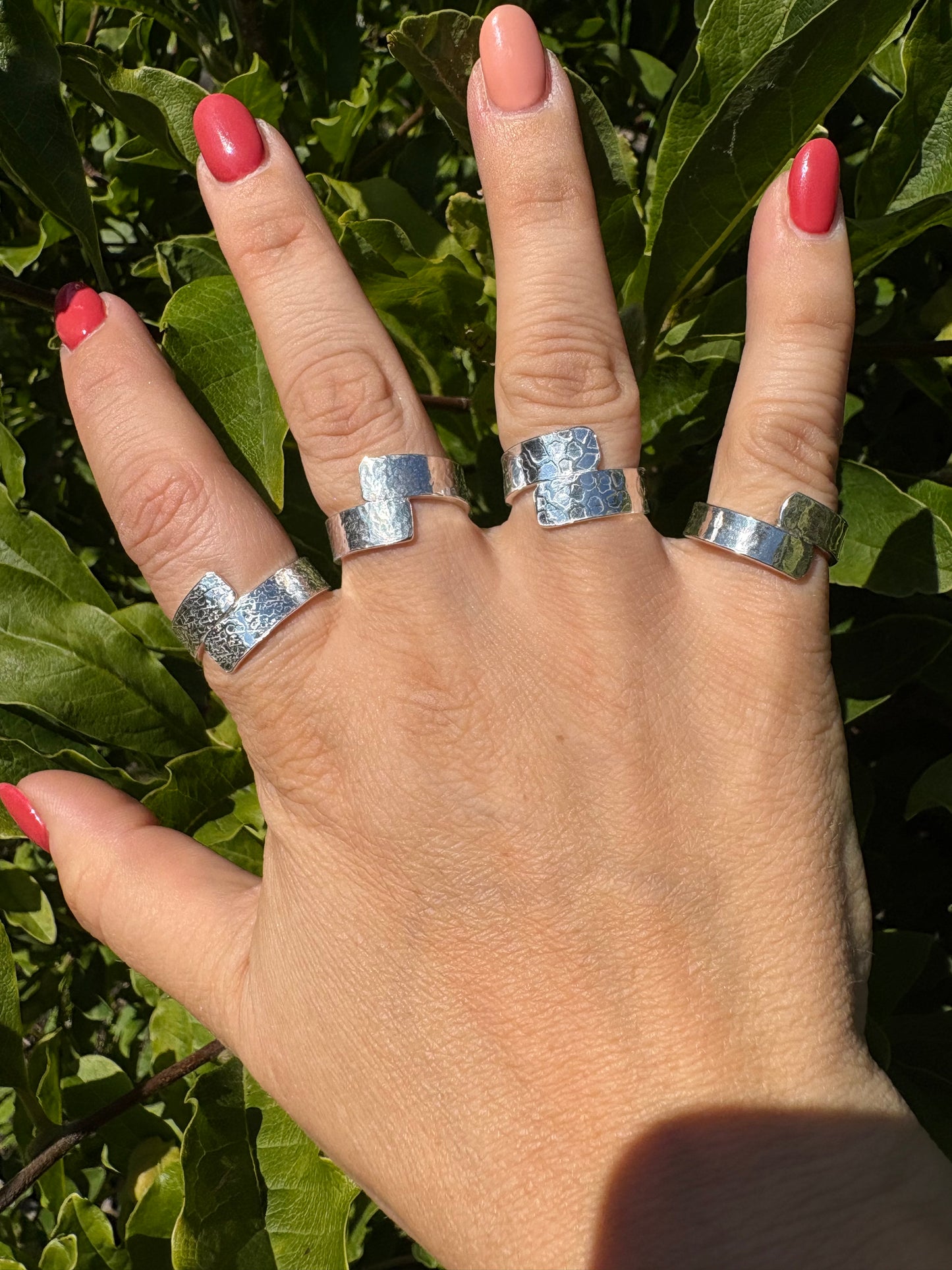 Cross Over Textured Ring Collection