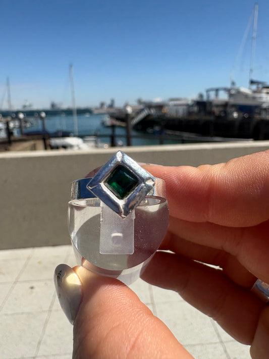 Green Stone Square Ring
