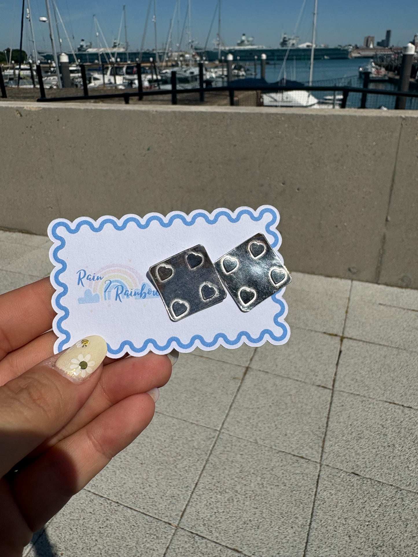 Premium Heart Square Studs