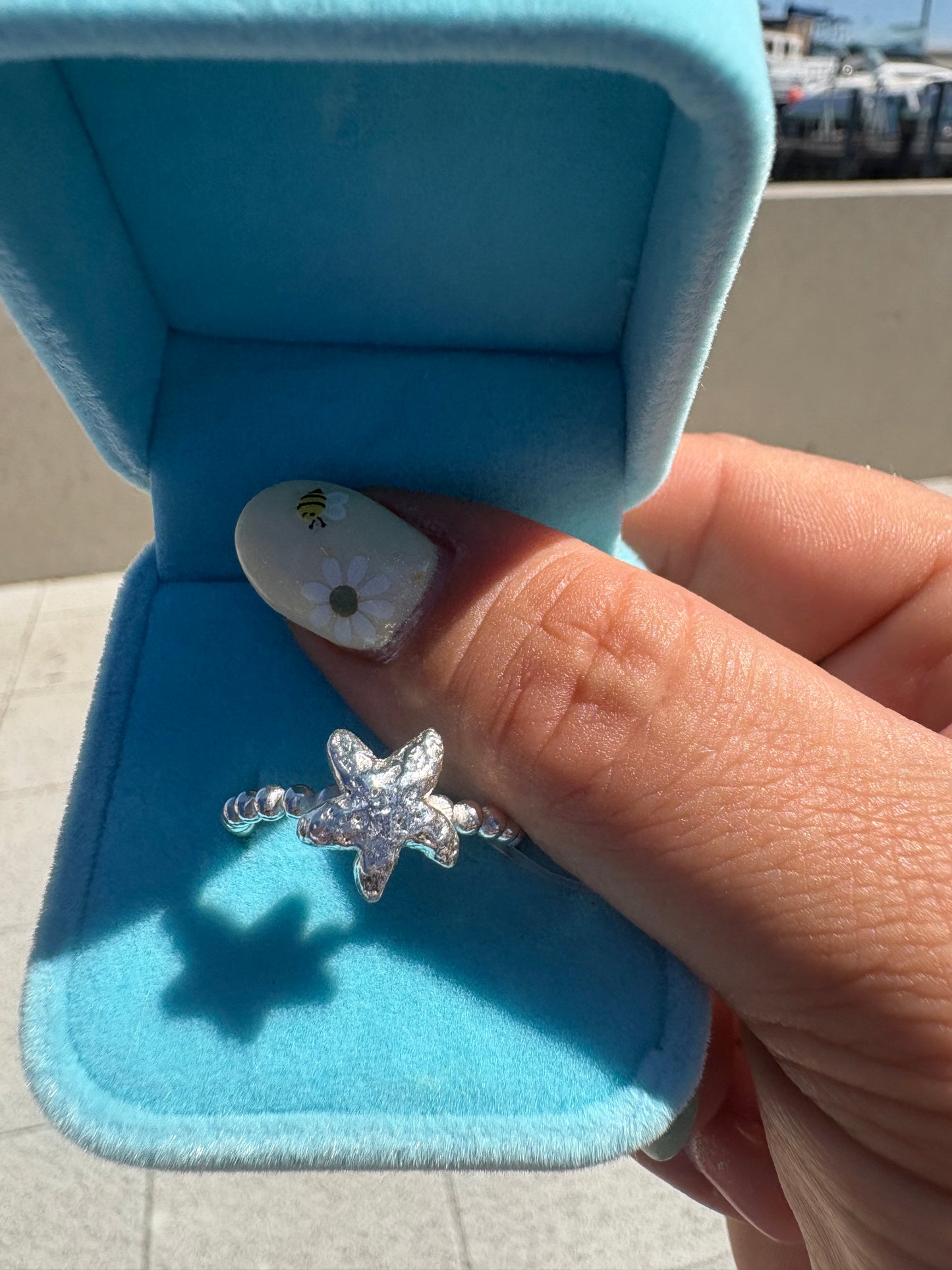 Starfish Ring on Beaded Band