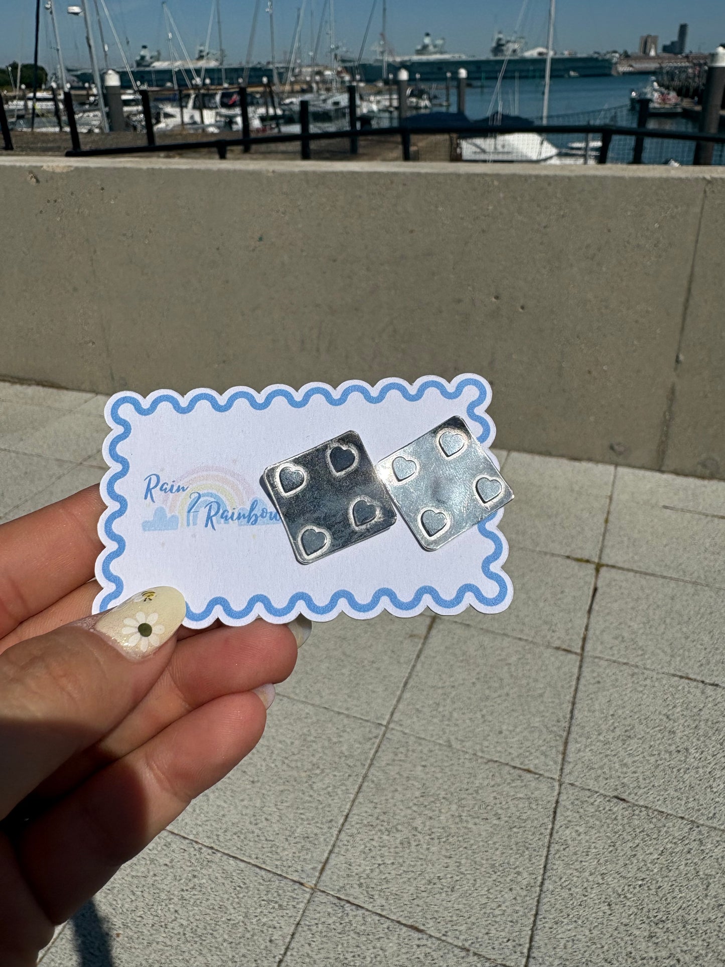 Premium Heart Square Studs