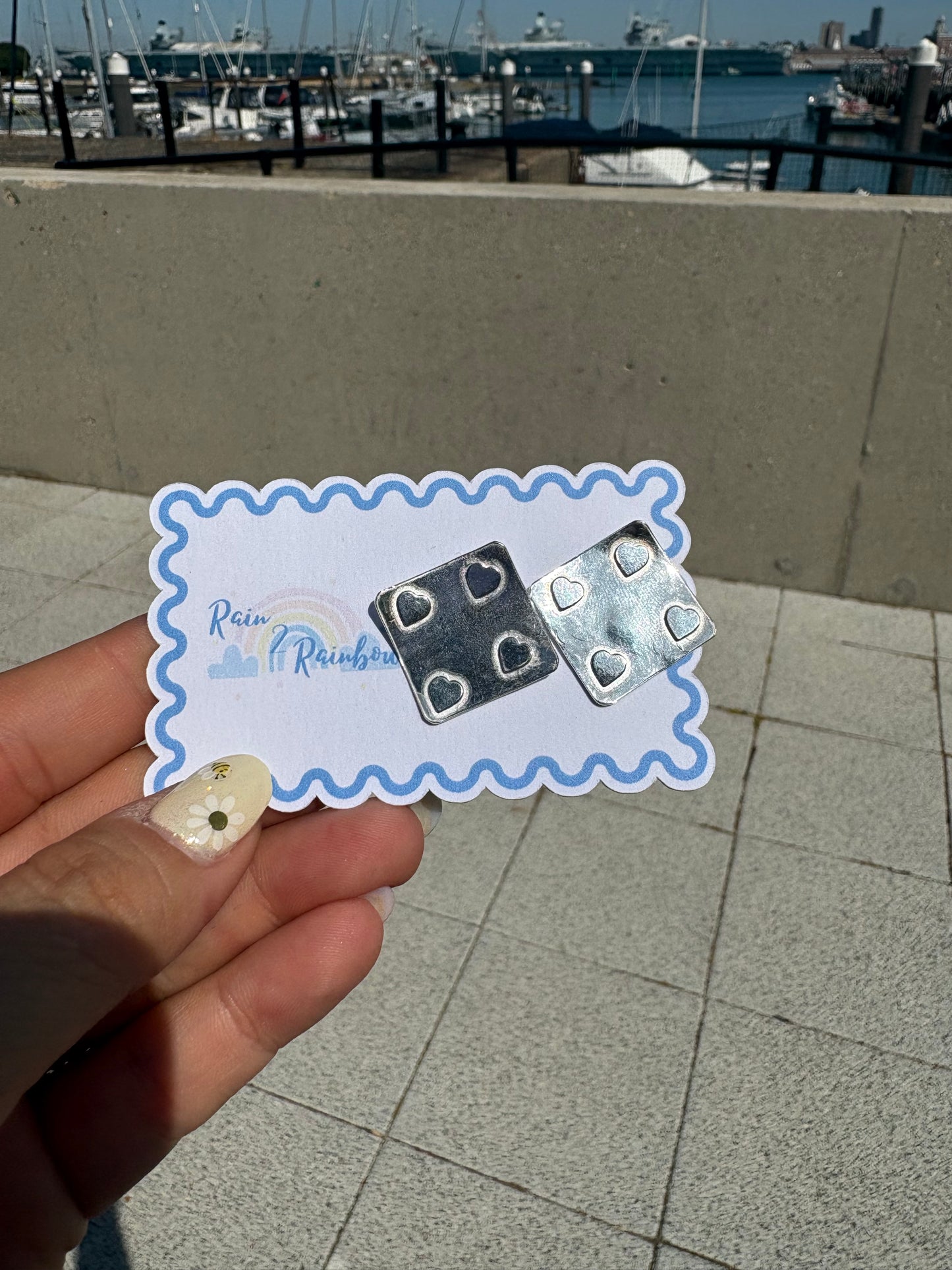 Premium Heart Square Studs
