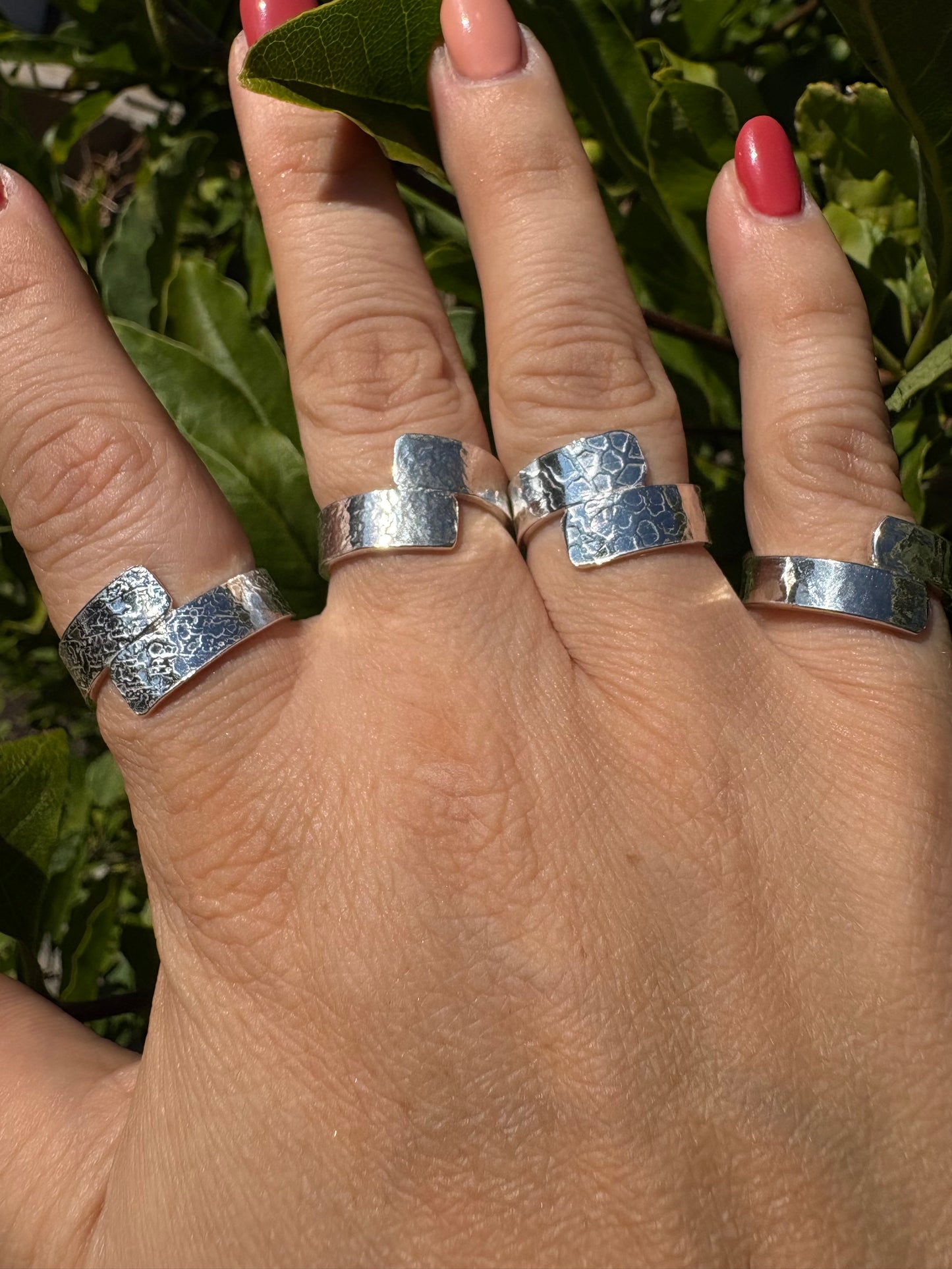 Cross Over Textured Ring Collection