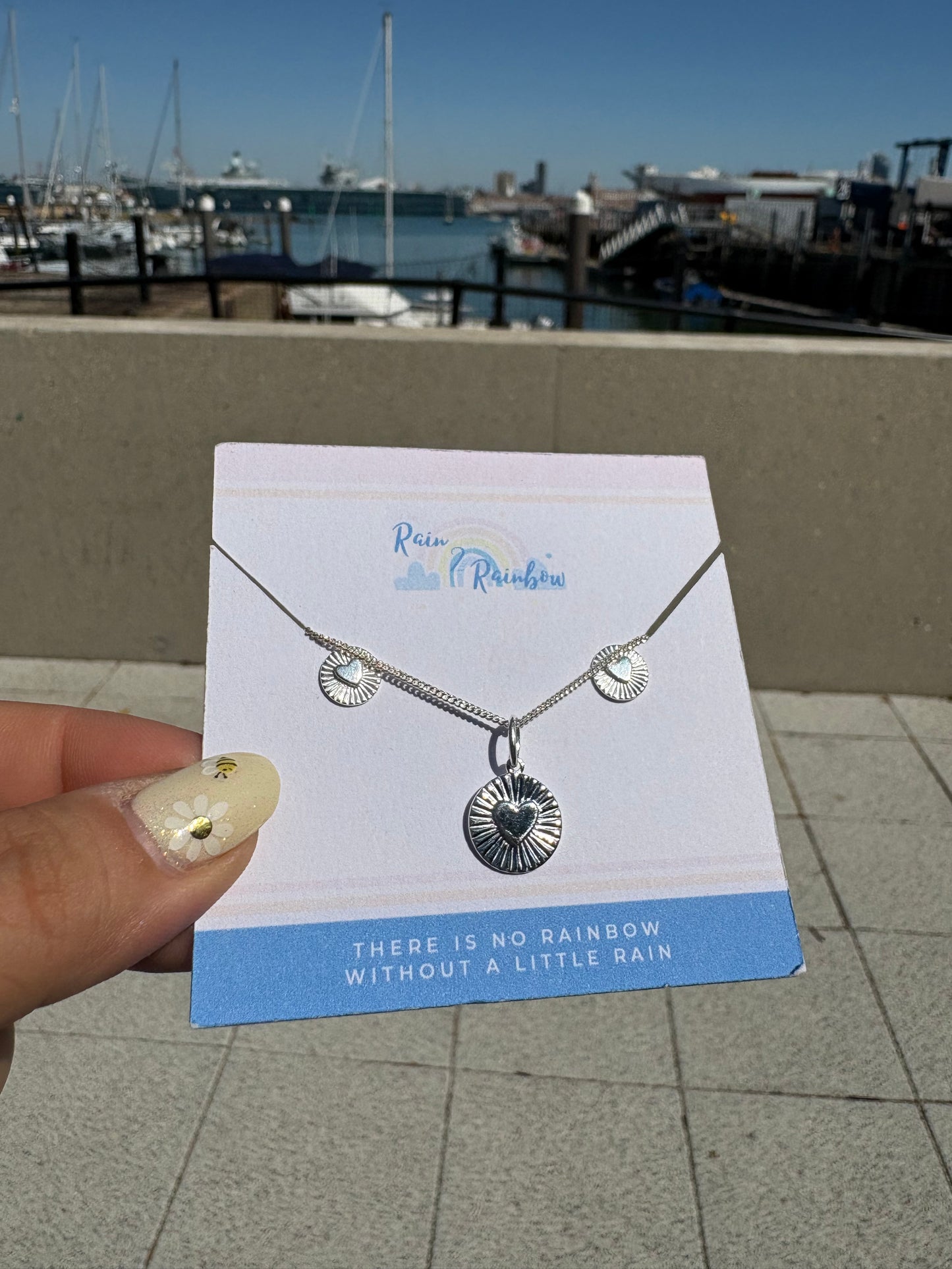 Heart Starburst Studs & Matching Necklace Set