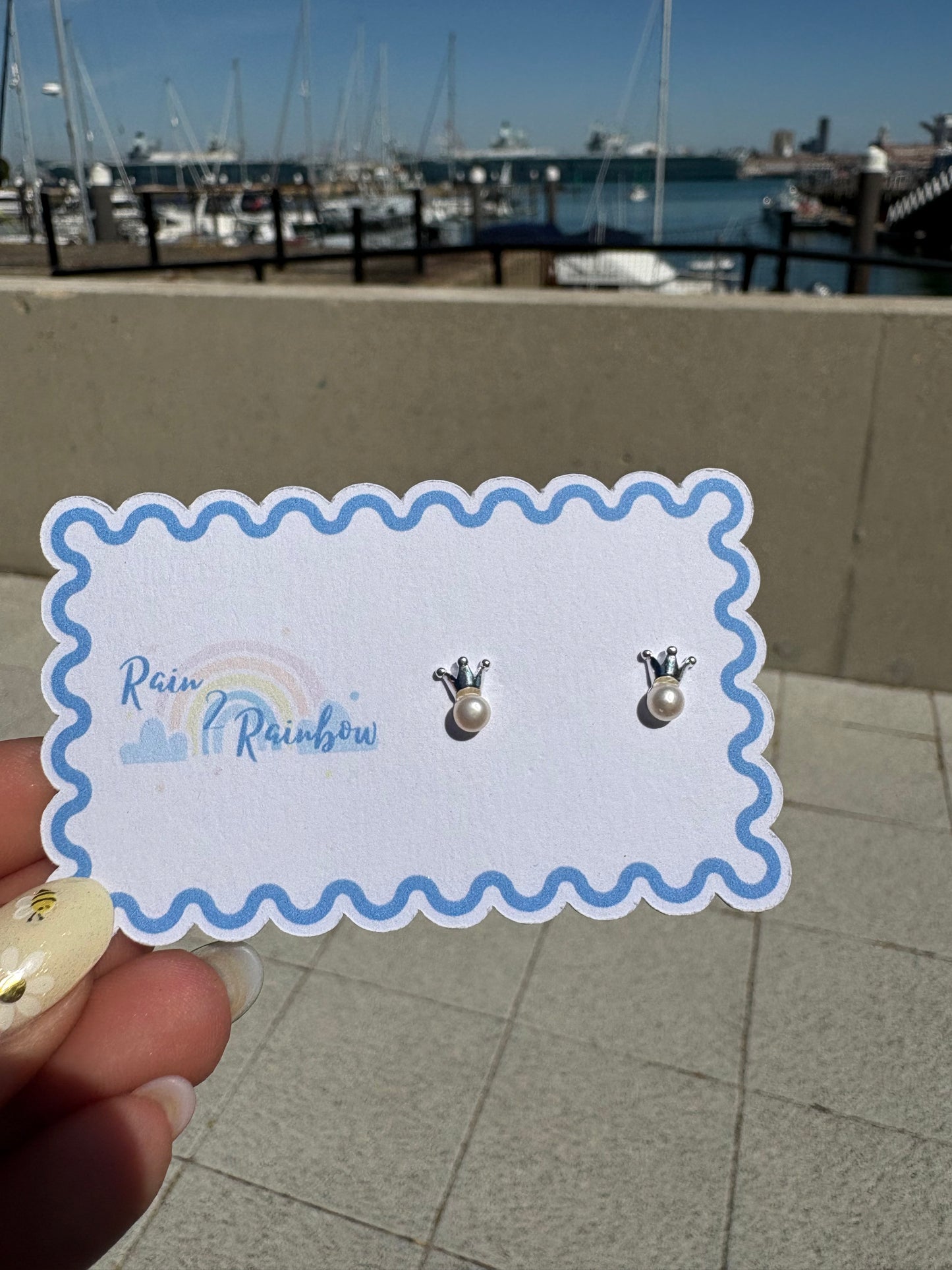 Mini Pearl Crown Studs