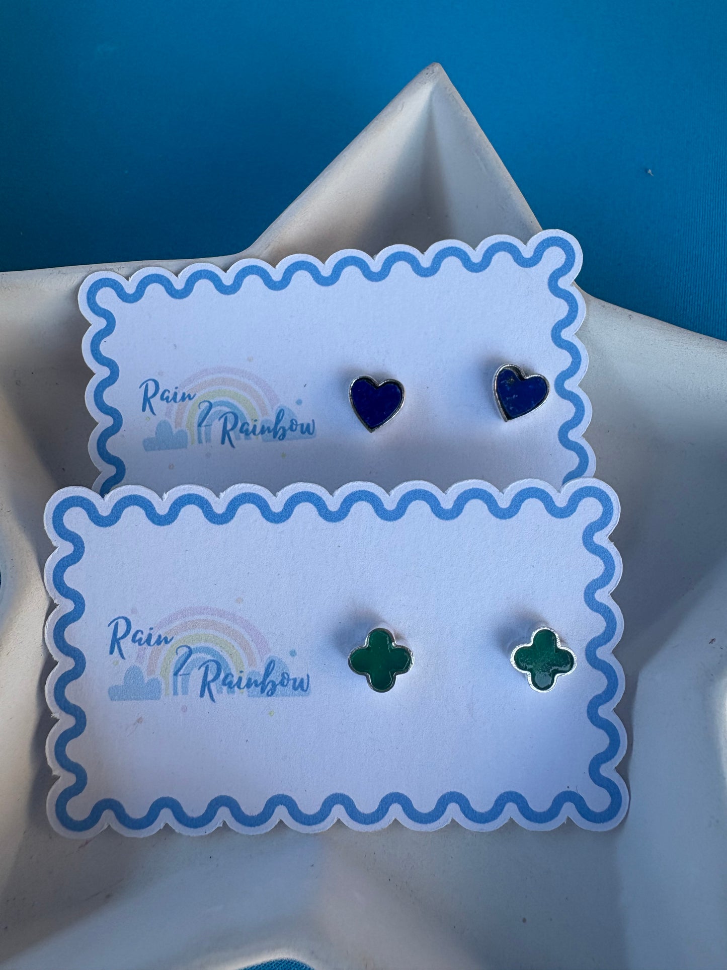 Gemstone Heart Stud Earrings