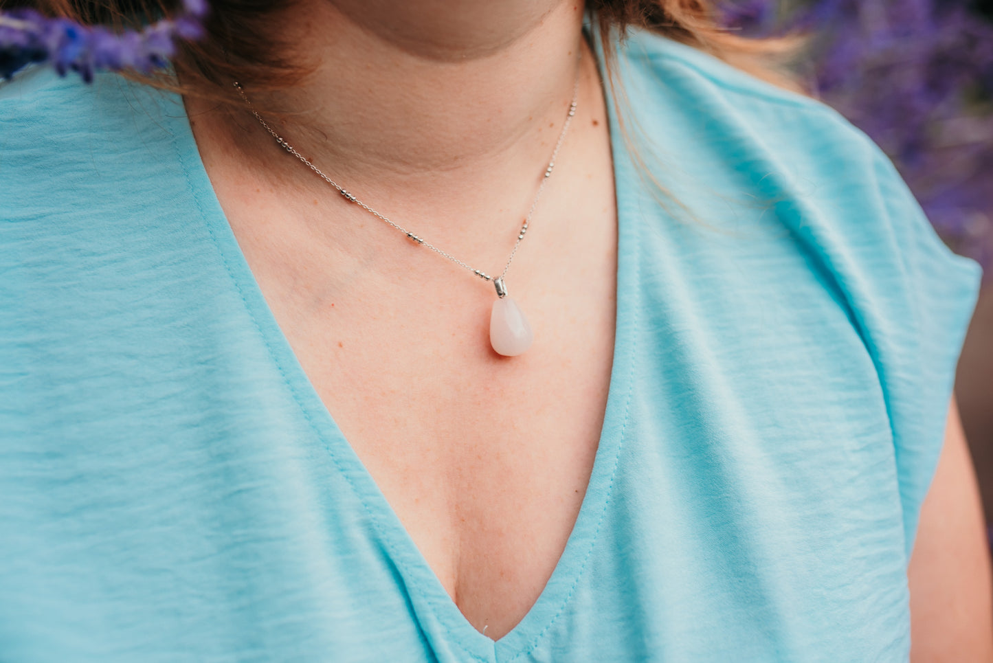 Rose Quartz Droplet Necklace