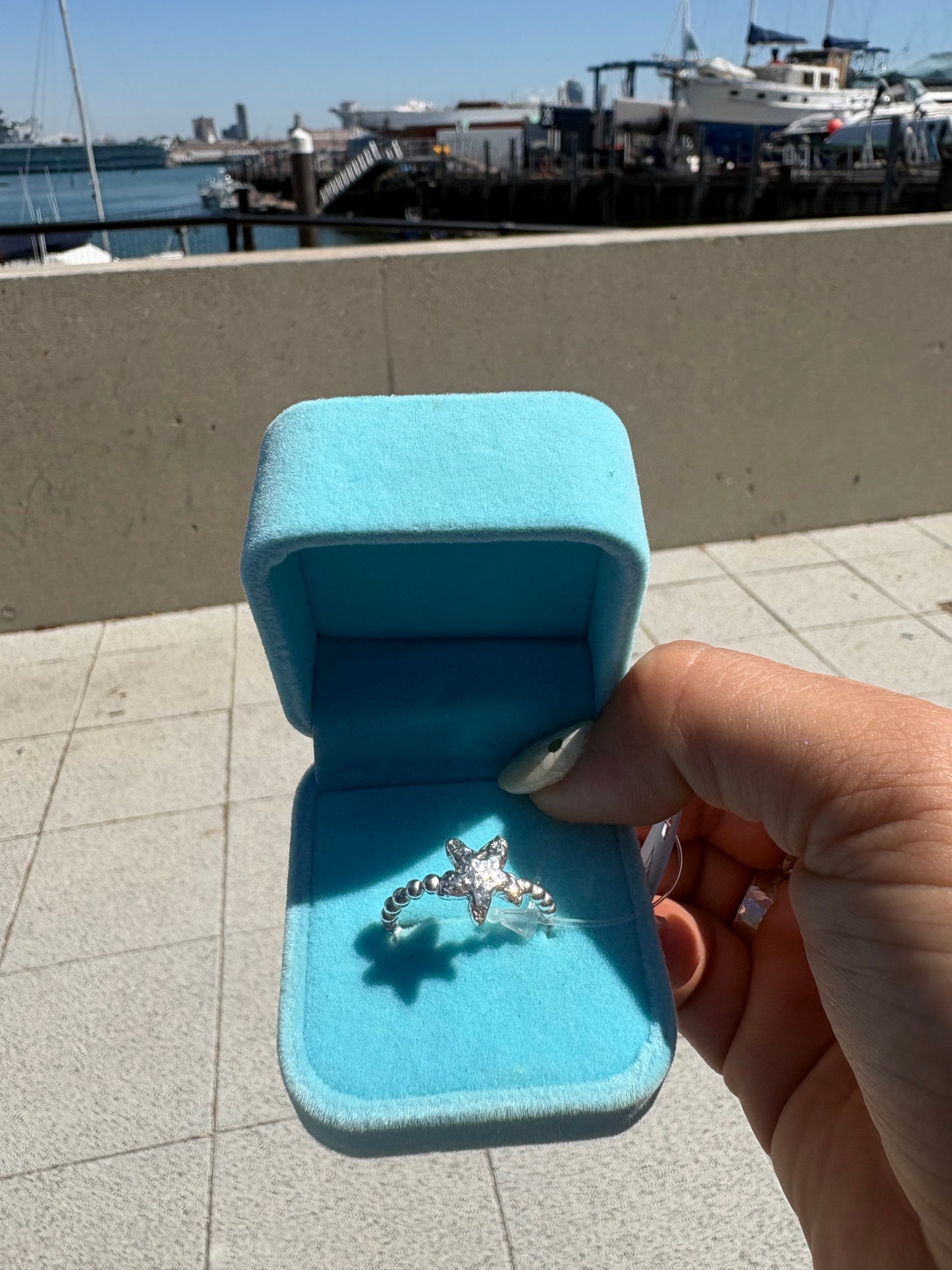 Starfish Ring on Beaded Band