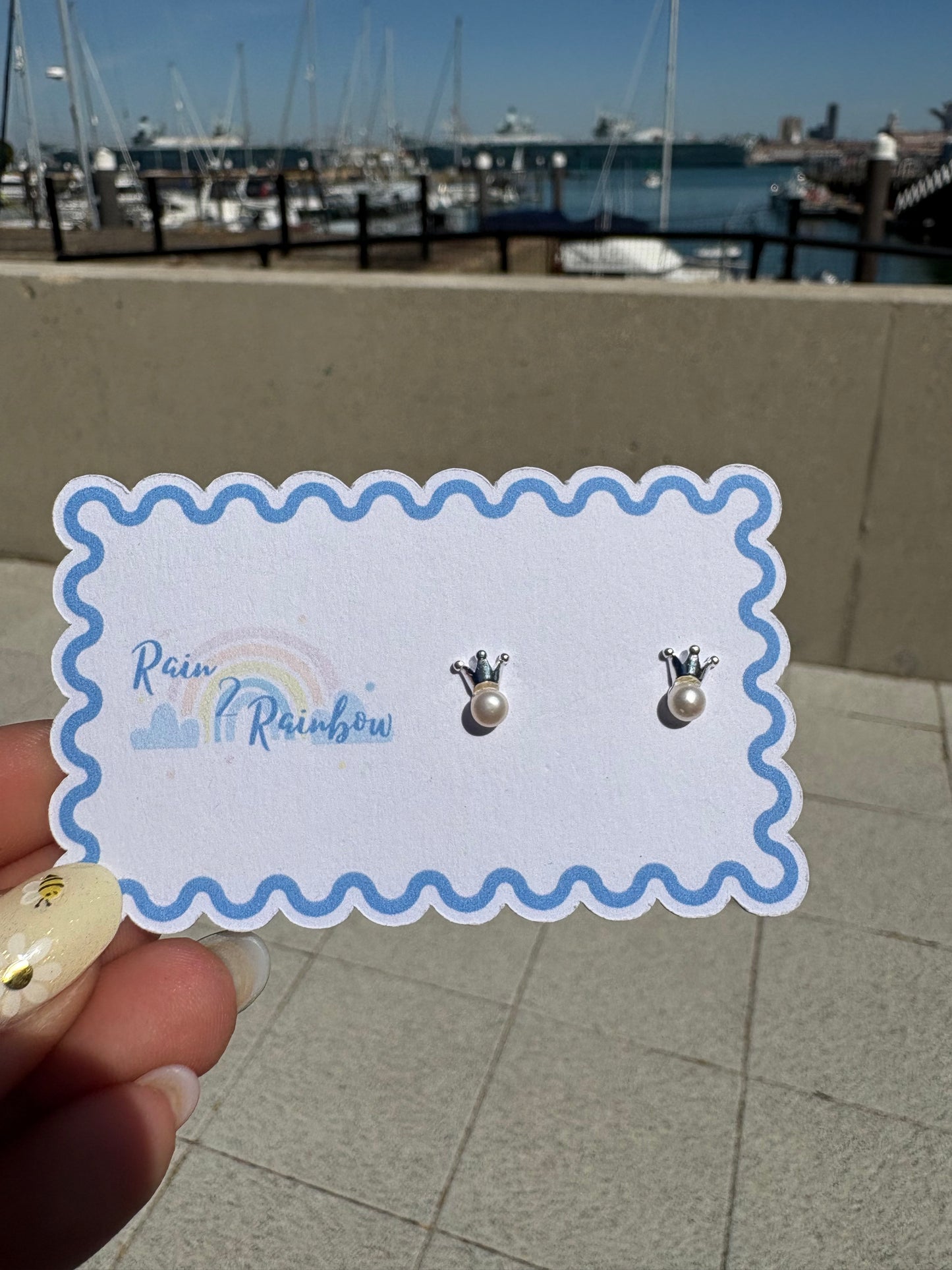 Mini Pearl Crown Studs