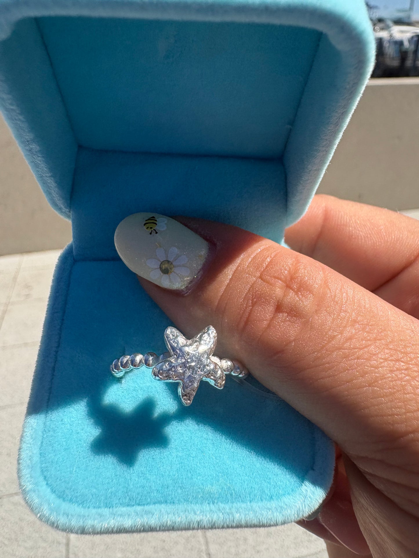 Starfish Ring on Beaded Band