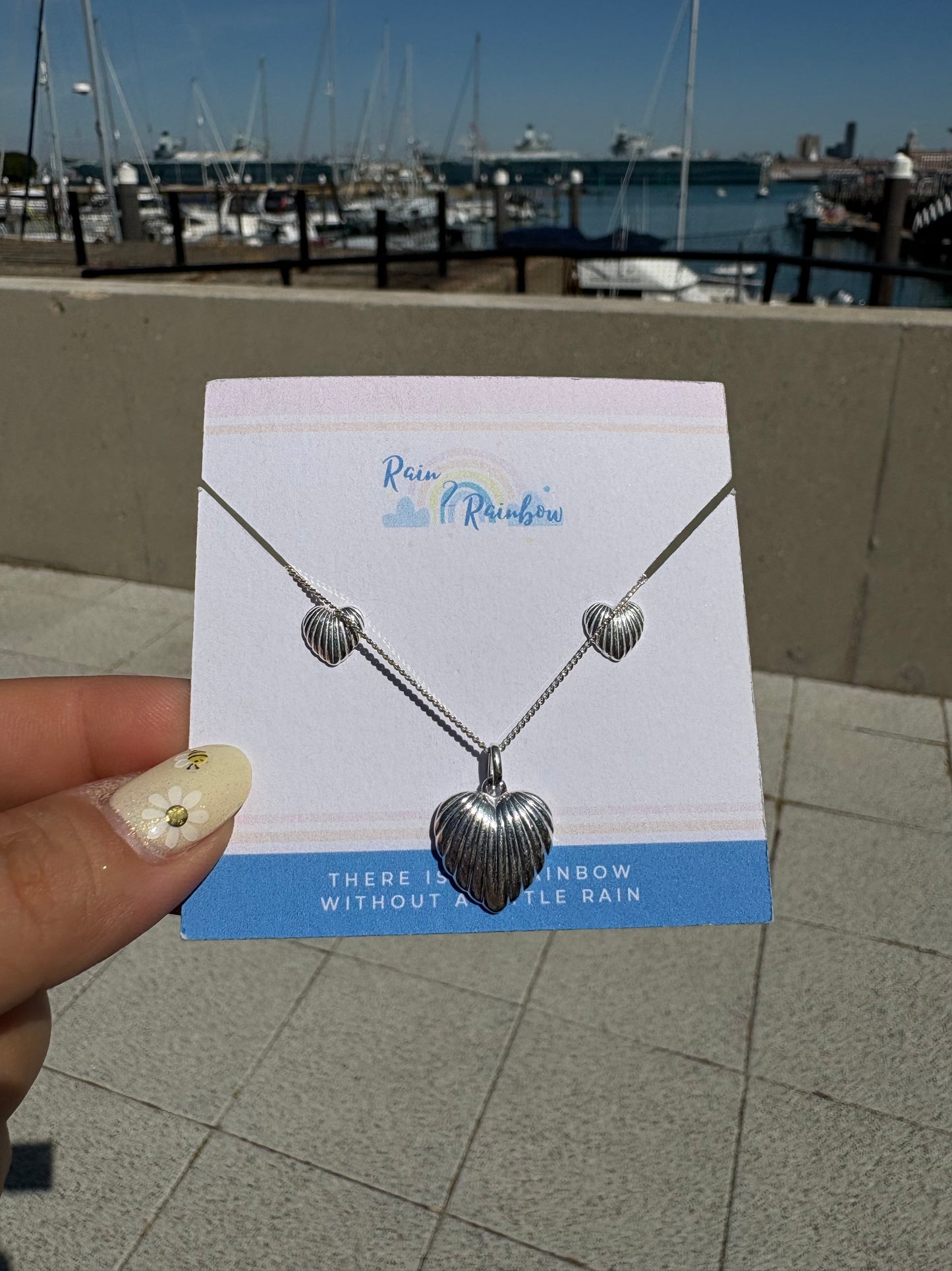 Seashell Heart Studs & Matching Necklace Set