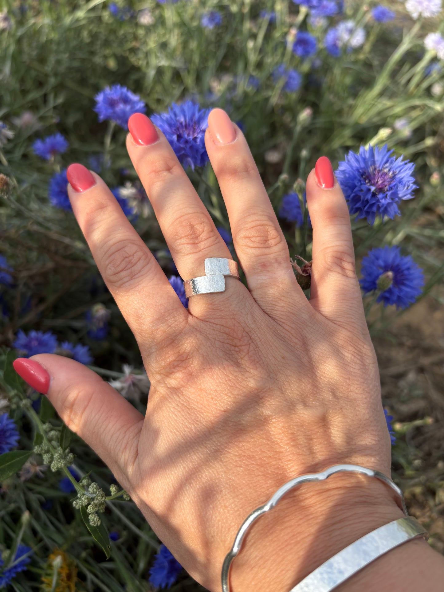 Cross Over Textured Ring Collection