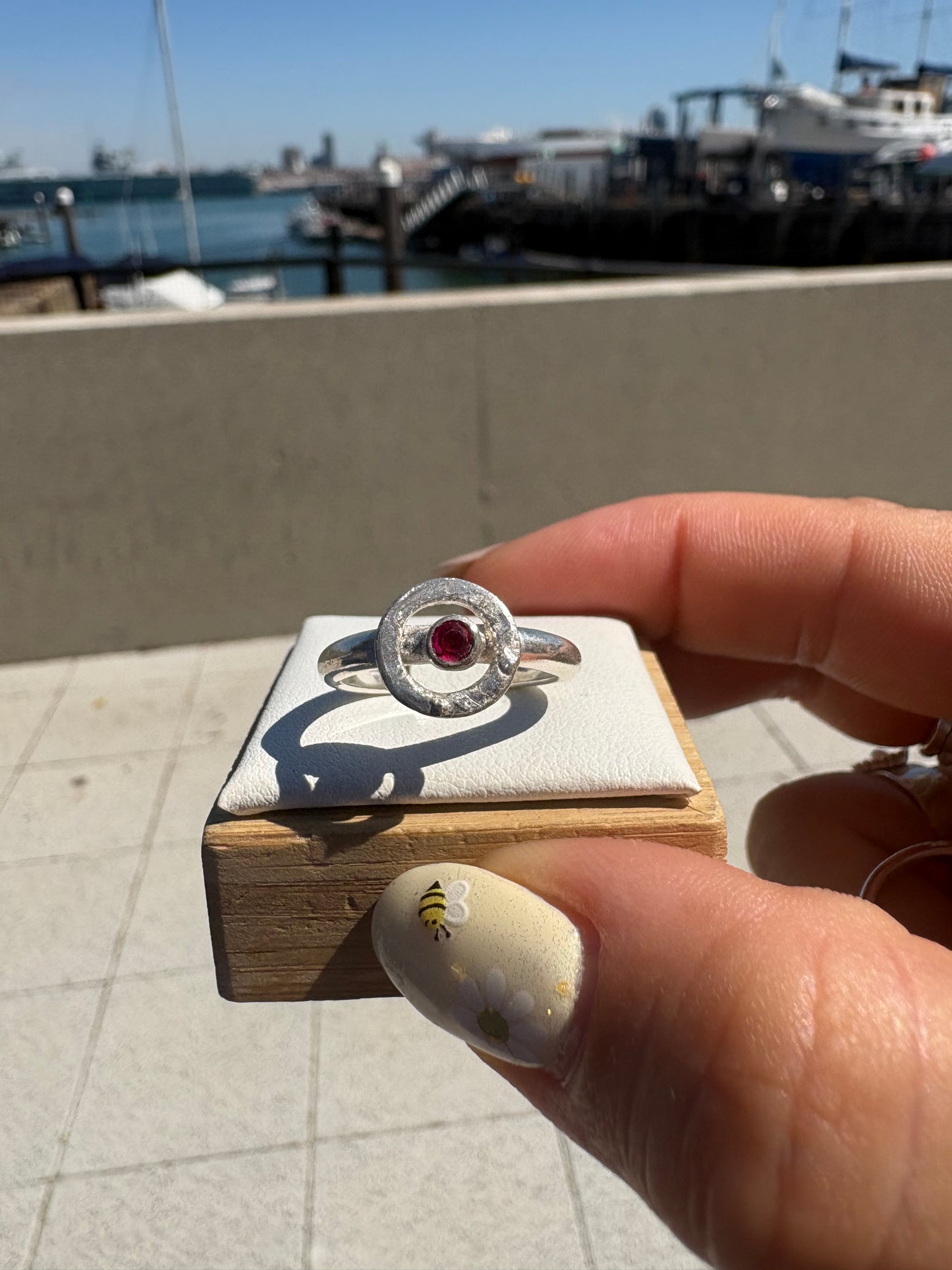 Small Circle Red Stone Ring