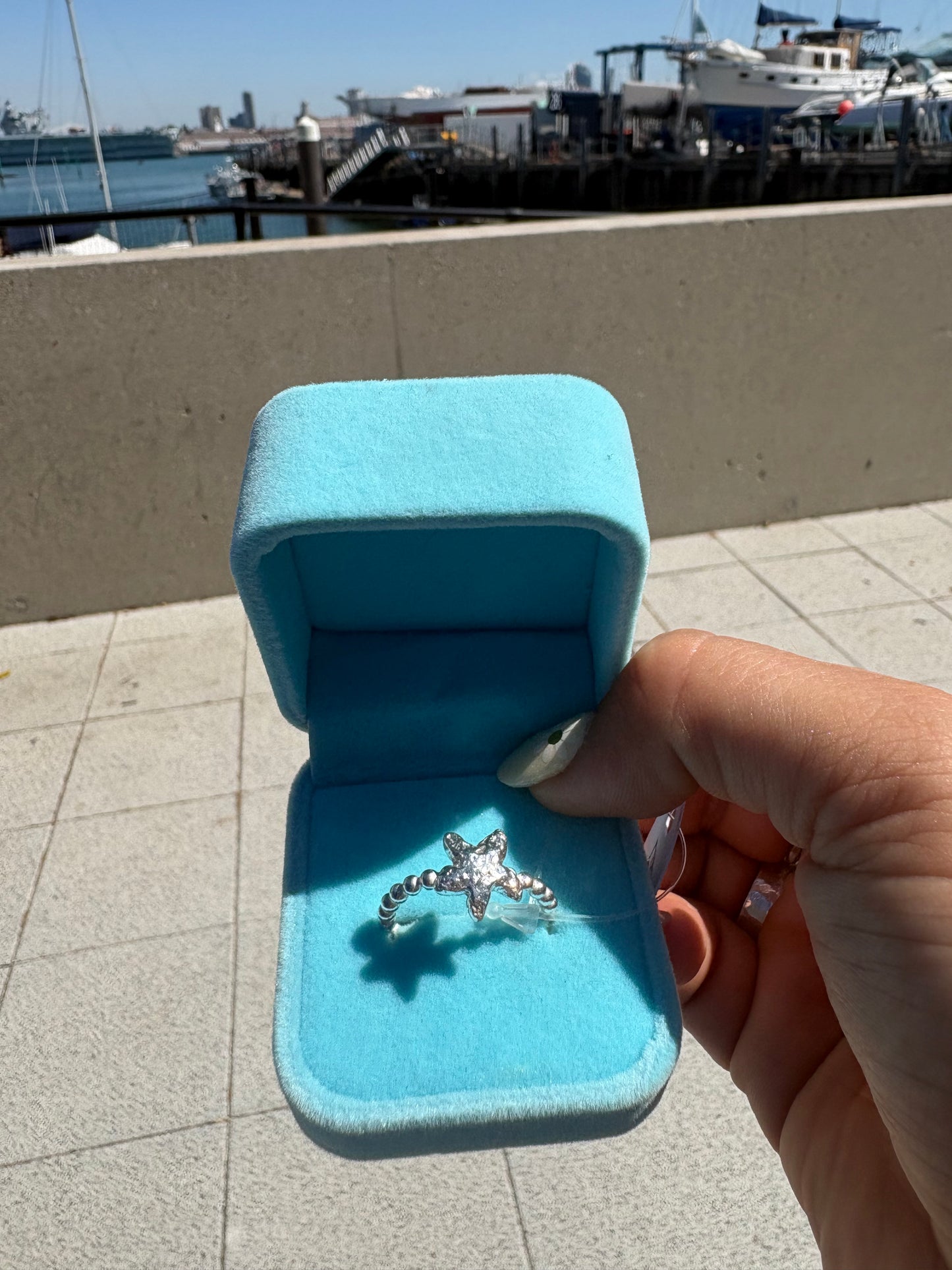 Starfish Ring on Beaded Band