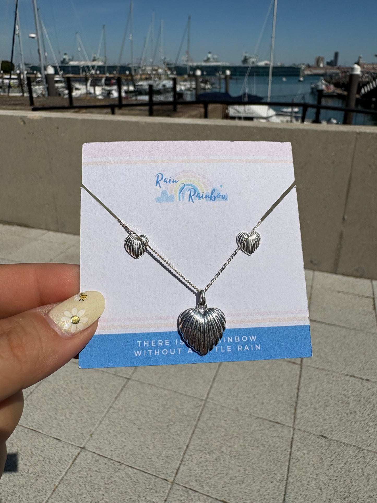 Seashell Heart Studs & Matching Necklace Set