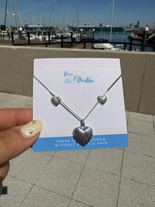 Seashell Heart Studs & Matching Necklace Set