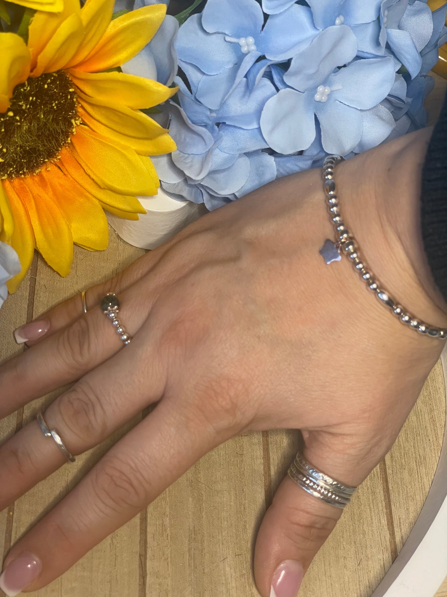 Sterling Silver & Rose Gold Star Charm Bracelet