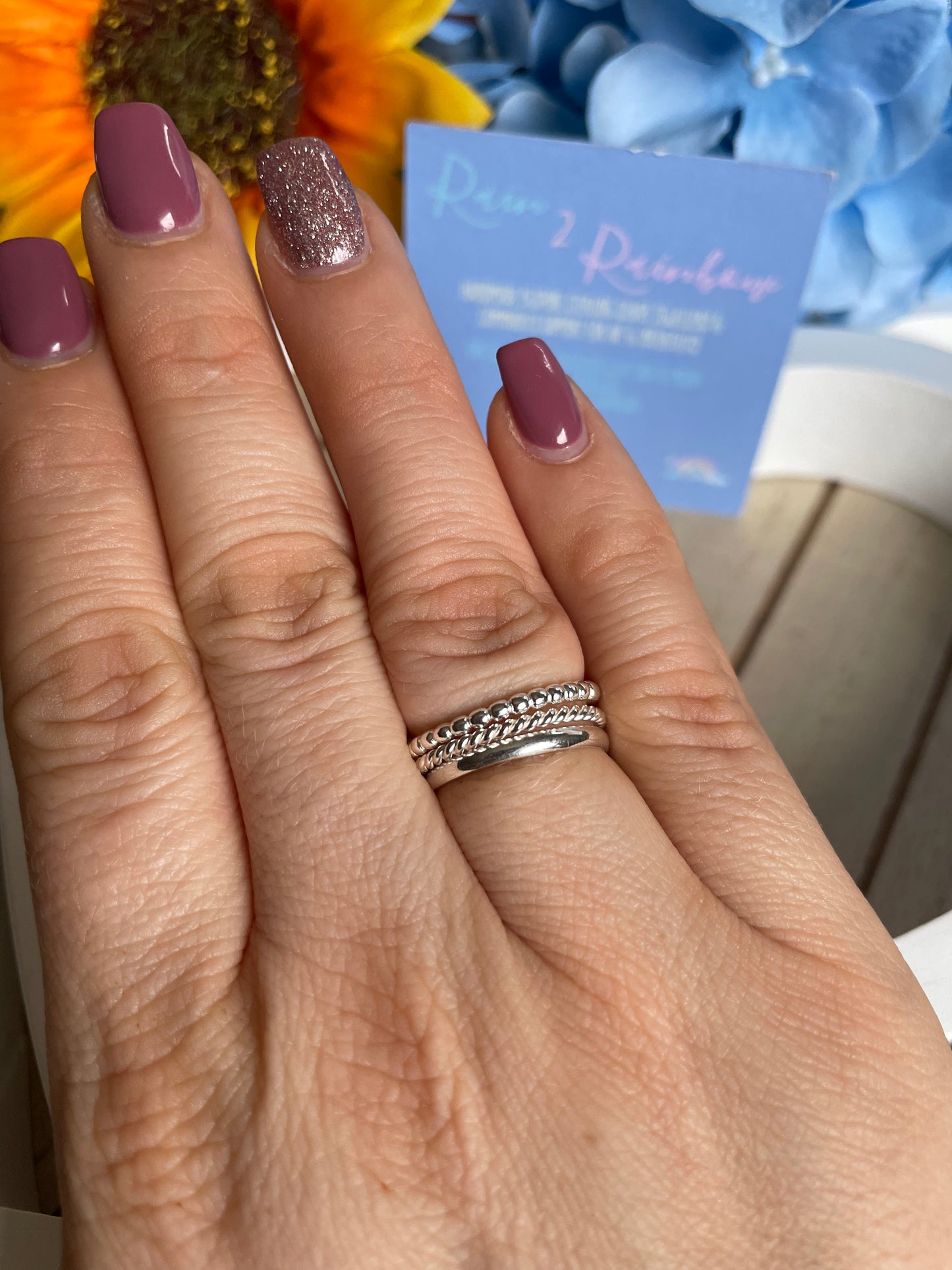 Sterling Silver Beaded Band Stacking Ring