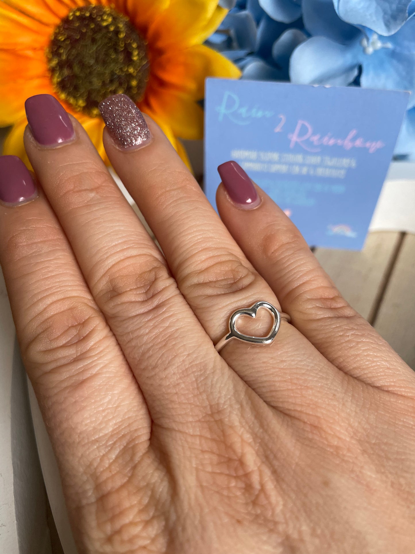 Sterling Silver Open Heart Stacking Ring