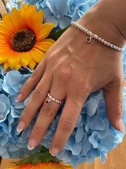 Birthstone Bracelet & Ring Set