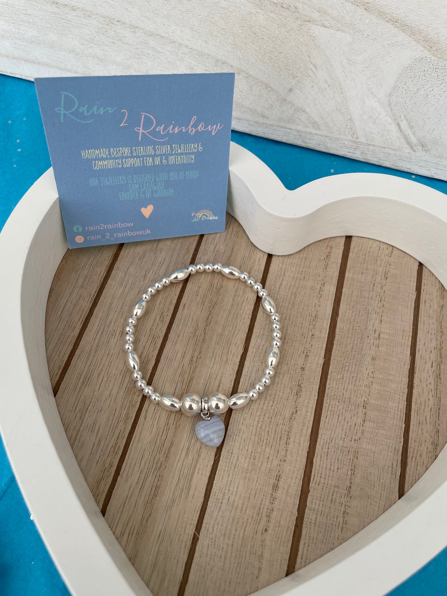 Blue Lace Agate Heart Bracelet